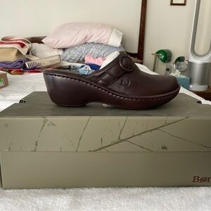Born Mahogany Leather Clogs